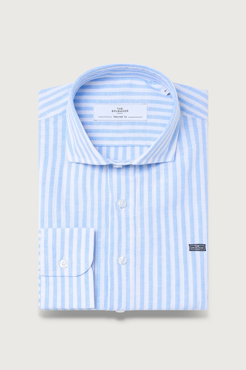 The Cotton Linen Polera Raya Azul-1