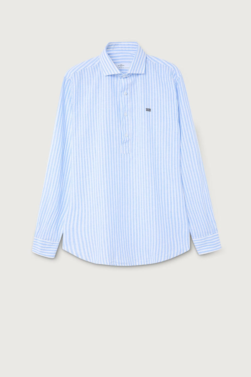 The Cotton Linen Polera Raya Azul-zoom-