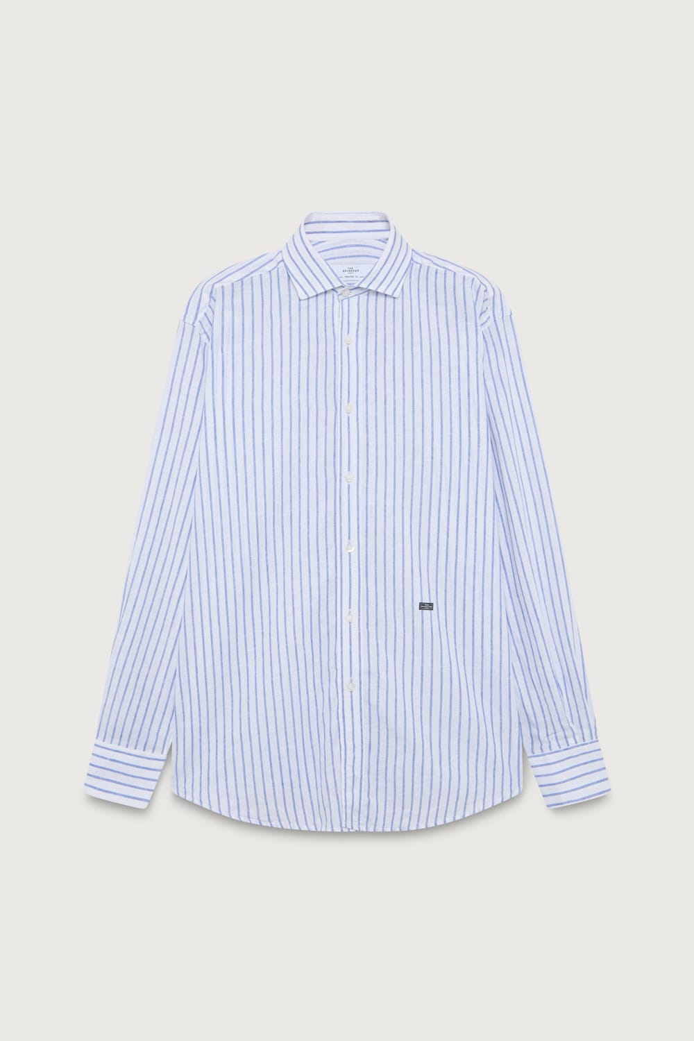 The Cotton Linen Camisa Fondo Blanco Raya Azul