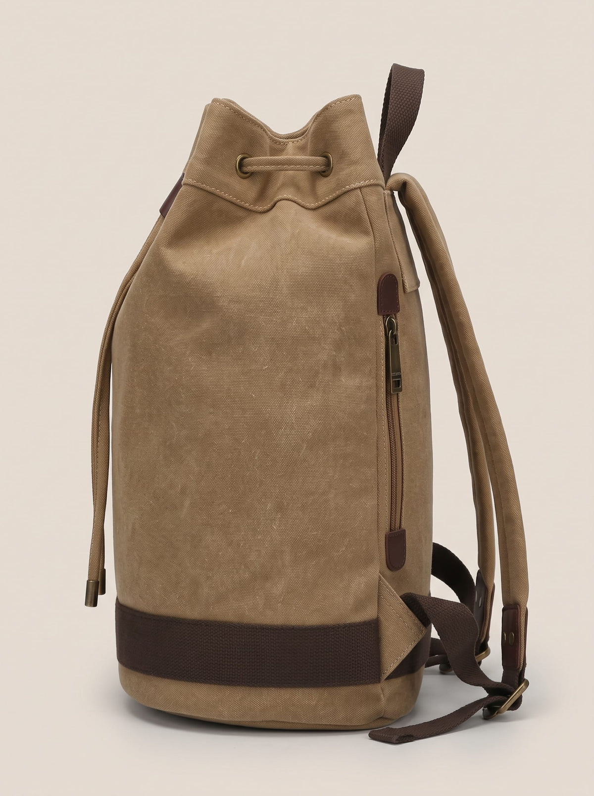 The Drawstring Backpack Beige-3