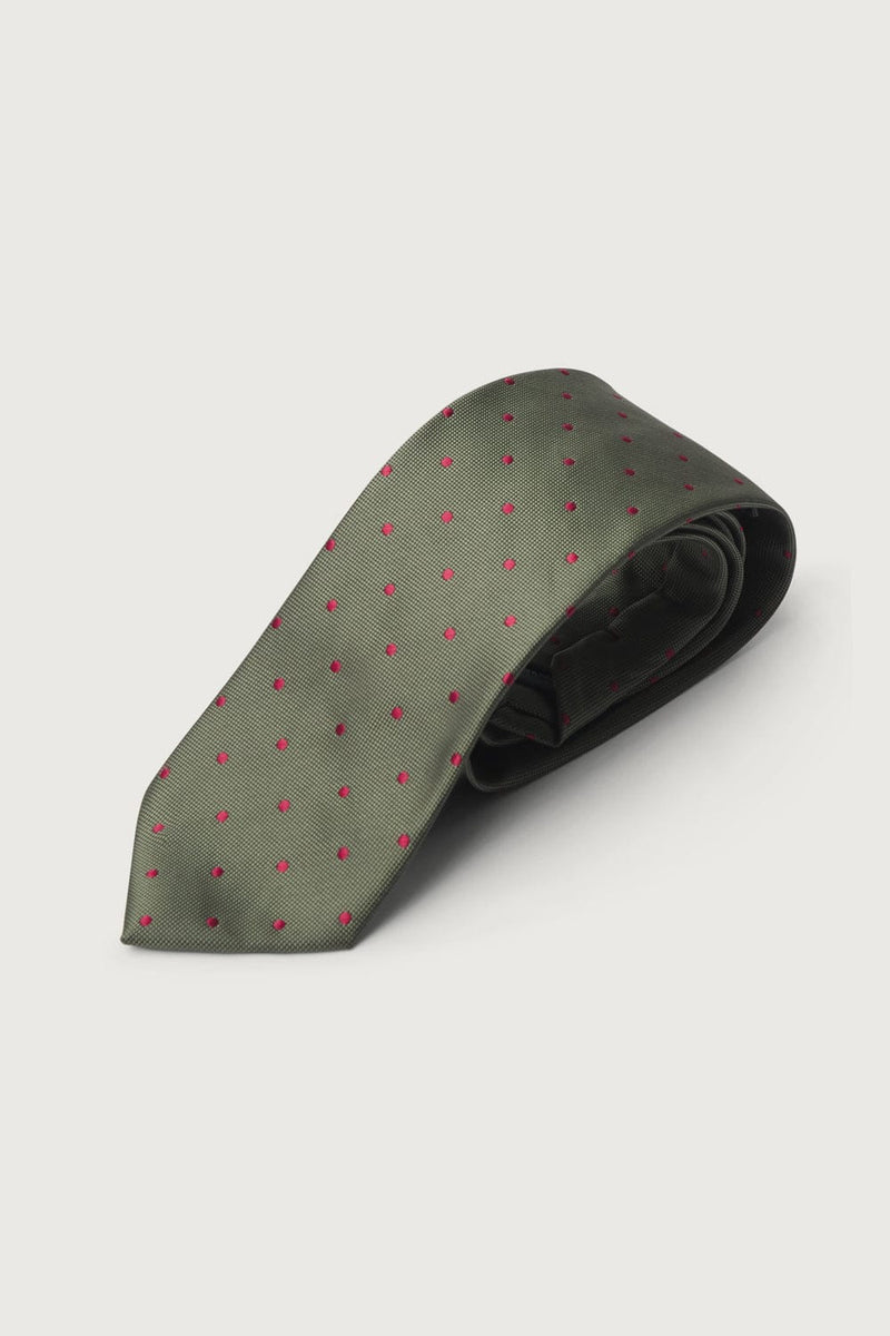 The Silk Tie Verde Puntos Rojos-zoom-
