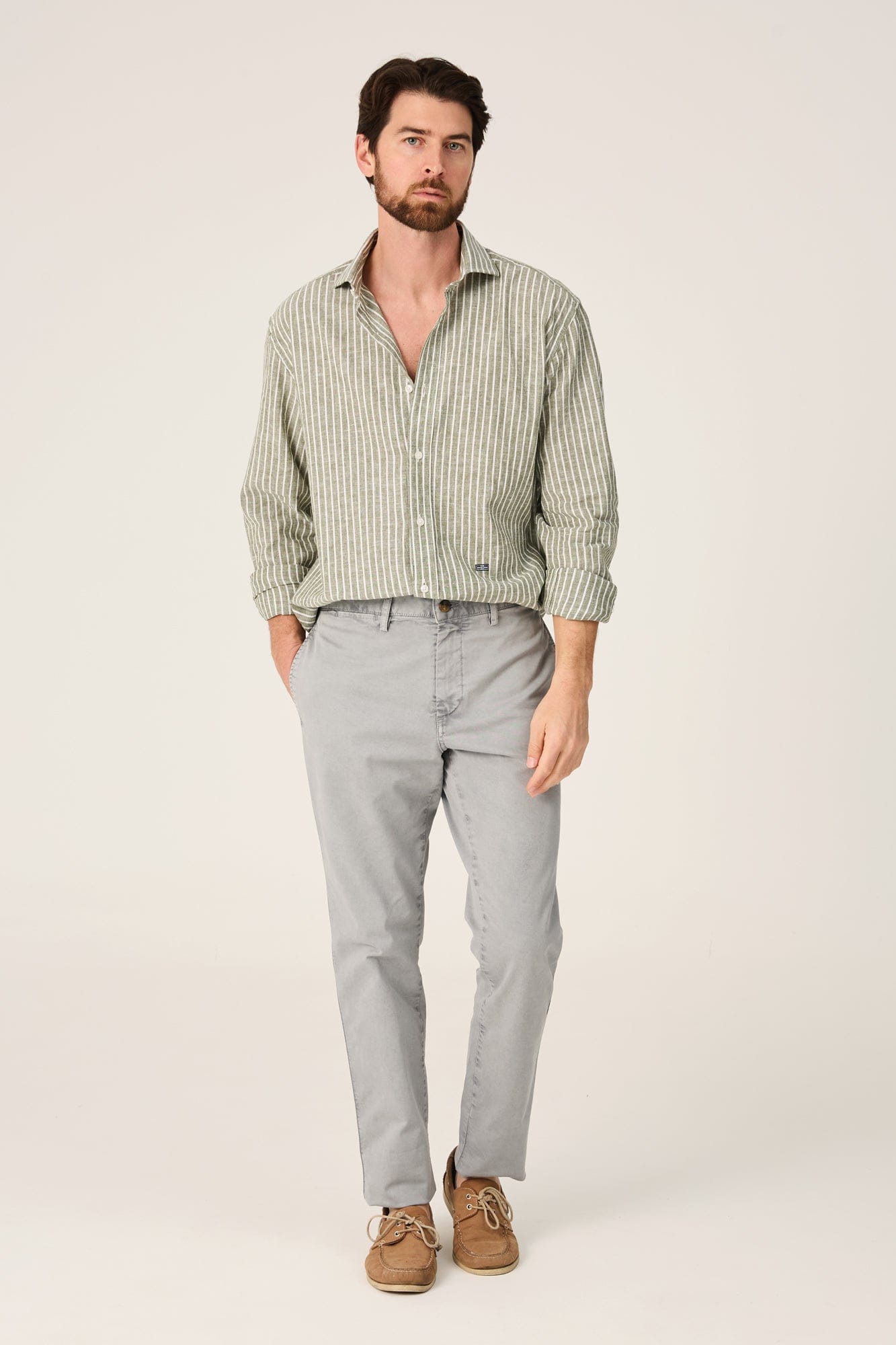The Cotton Linen Camisa Raya verde-zoom-1