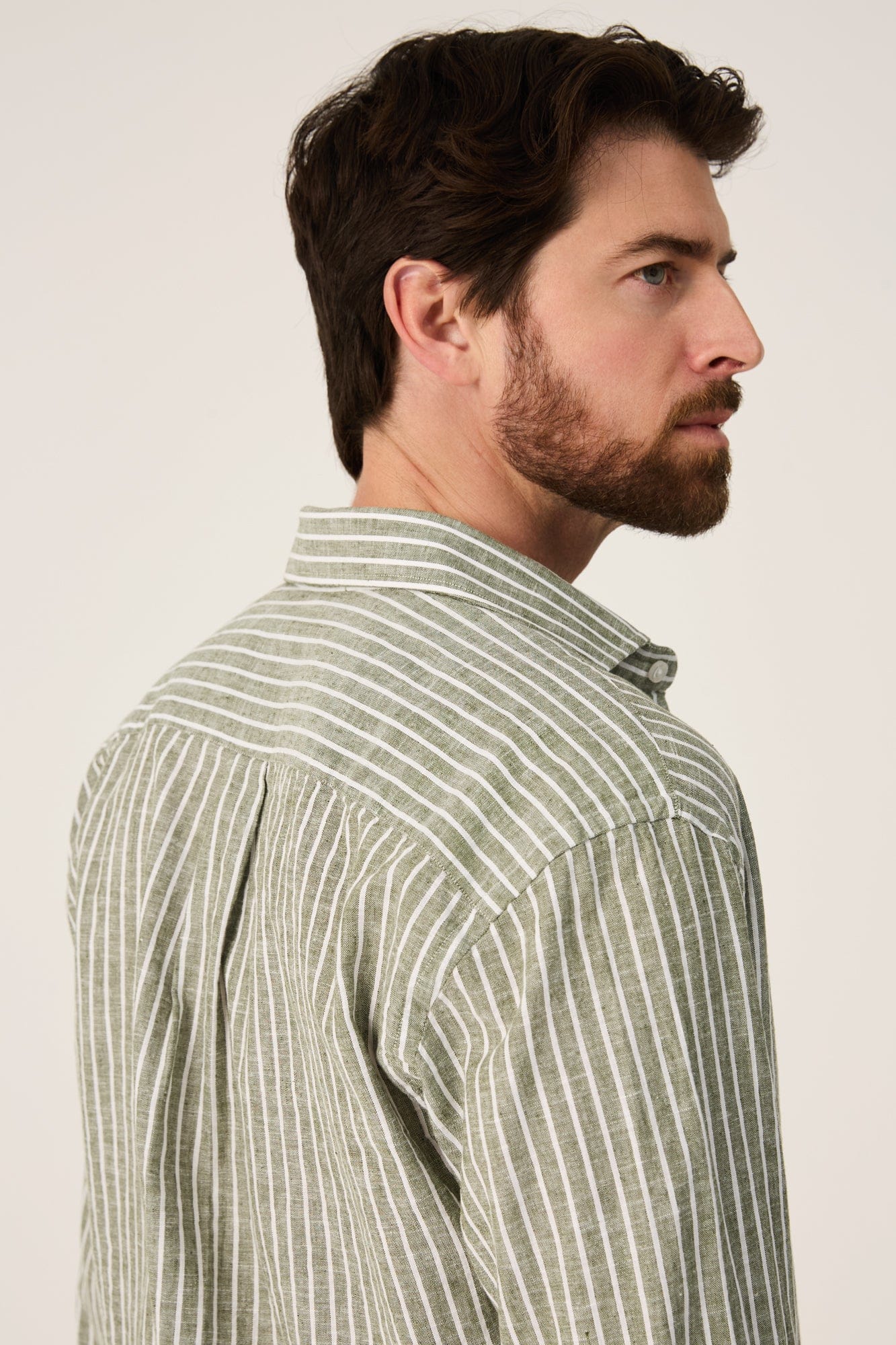 The Cotton Linen Camisa Raya verde-4