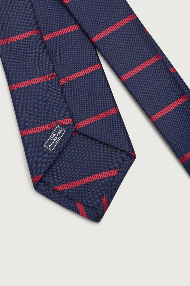 The Special Silk Tie Azul Marino Rayas Rojas-zoom-