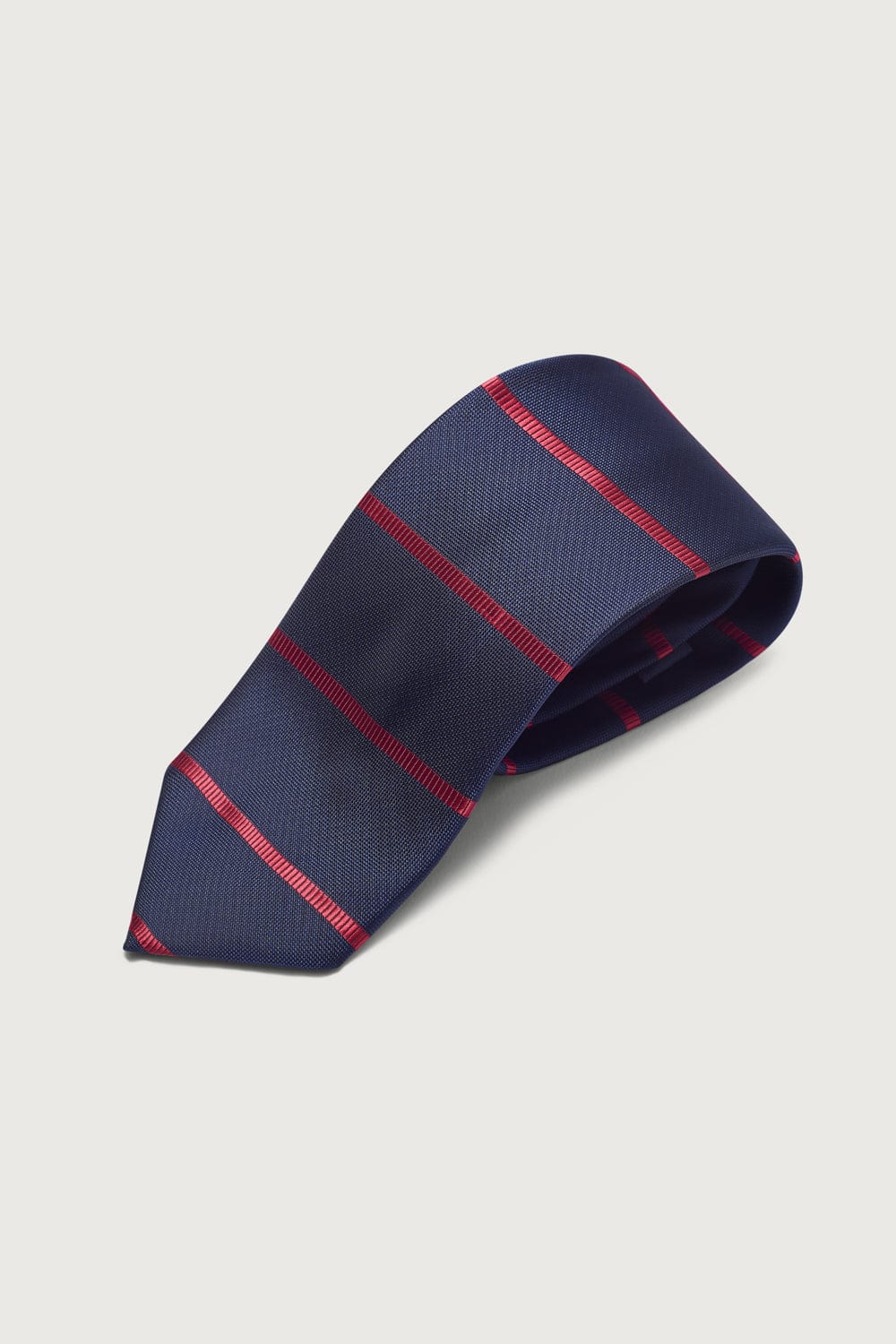 The Special Silk Tie Azul Marino Rayas Rojas-1
