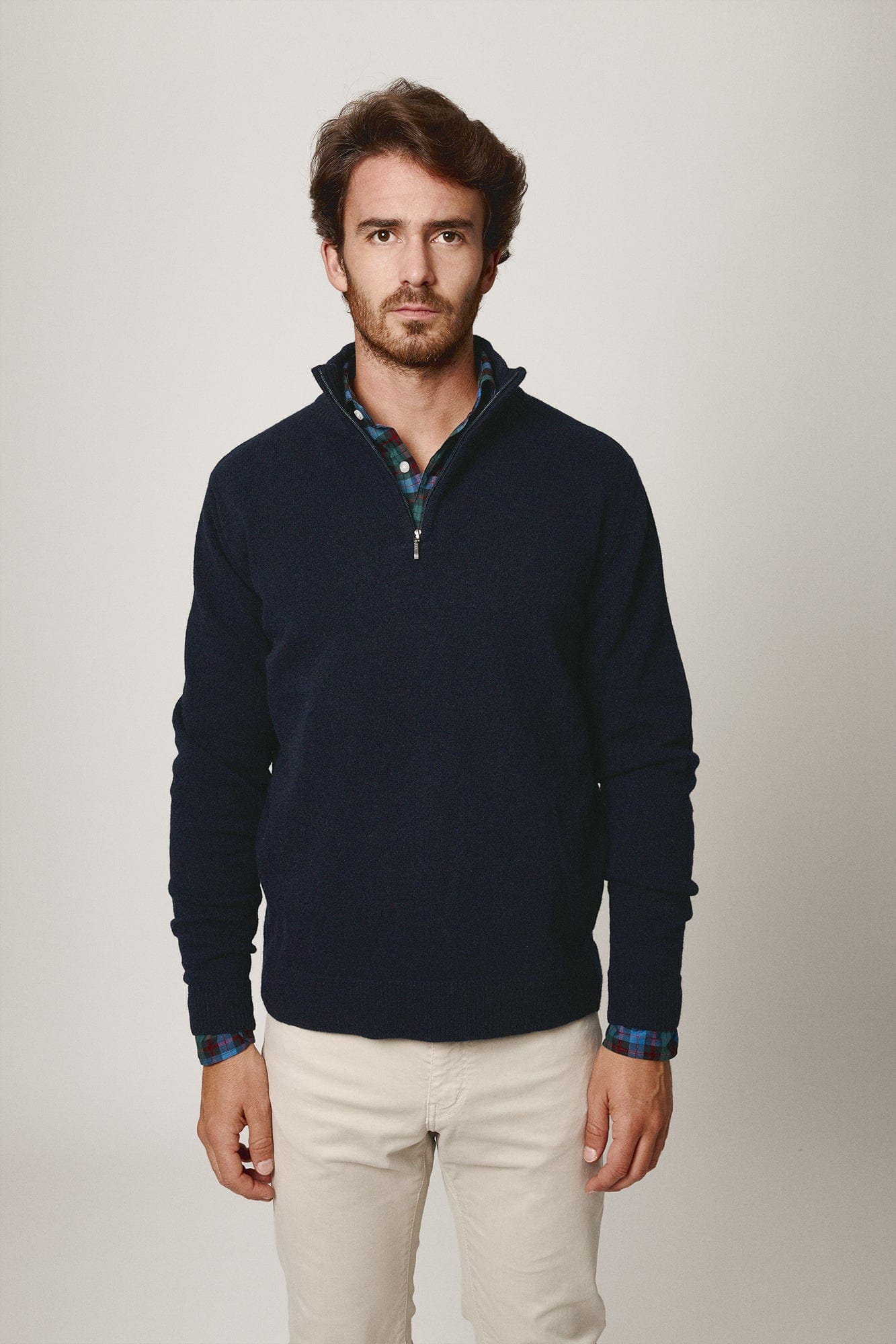 The Lambswool HalfZip Azul Marino-zoom-1
