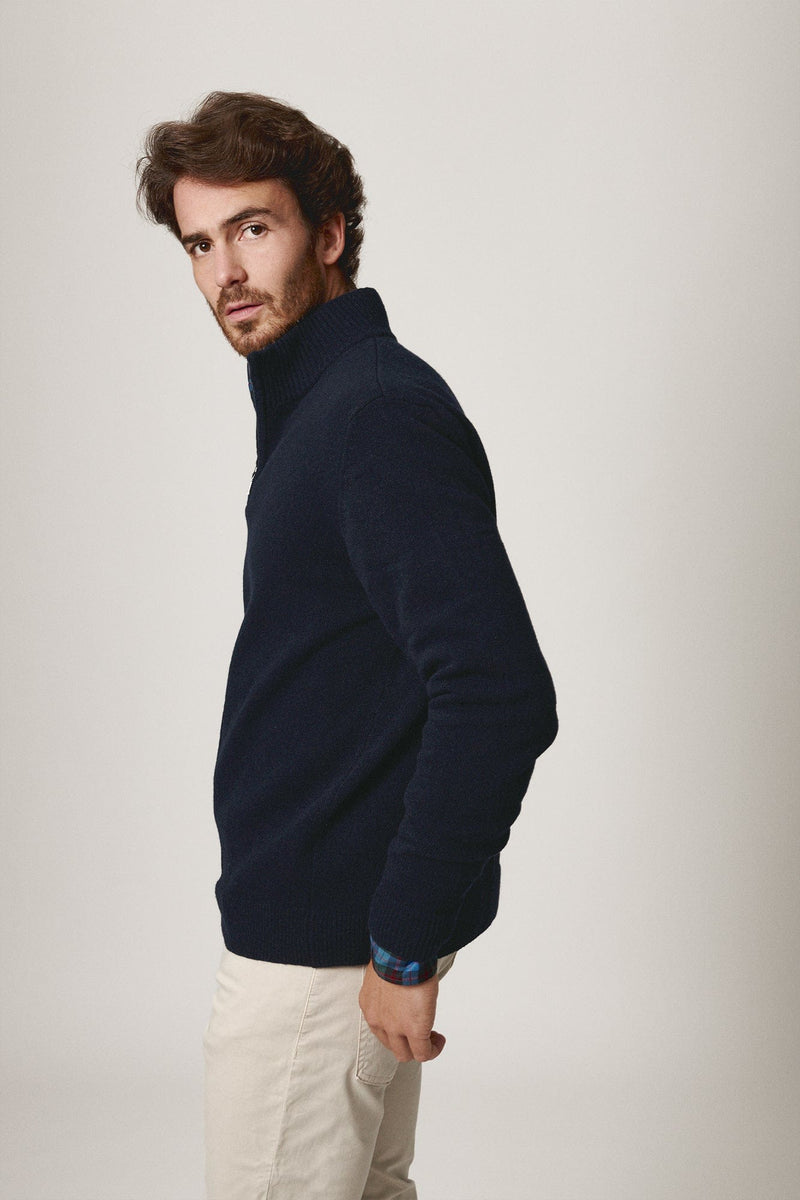 The Lambswool HalfZip Azul Marino-zoom-