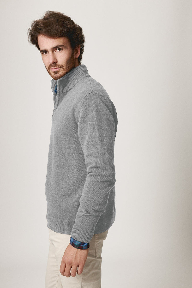 The Lambswool HalfZip Gris Huesca-zoom-