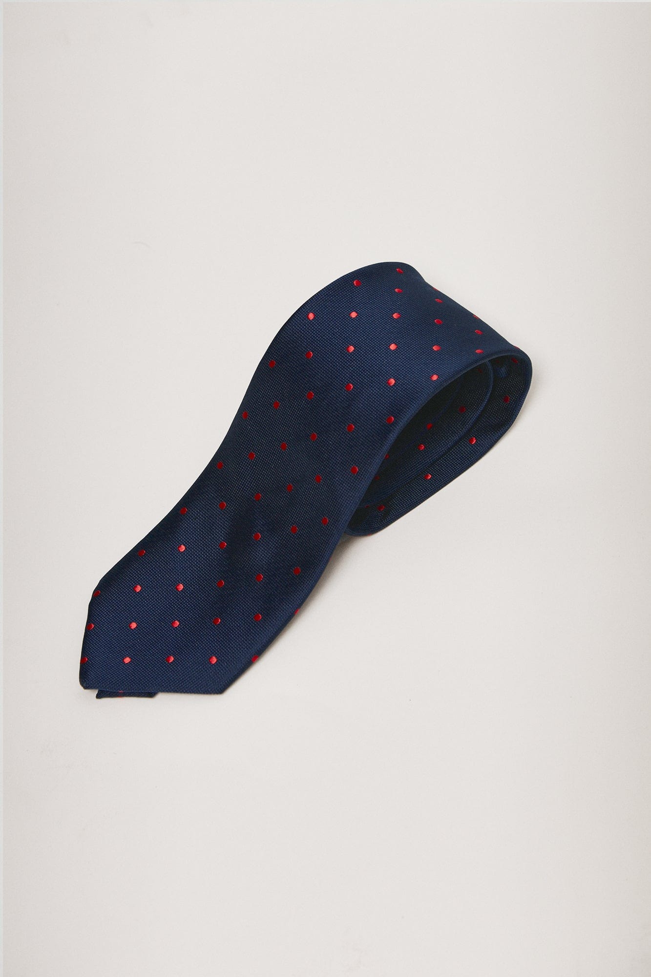 The Special Silk Tie Azul Marino Puntos Rojo