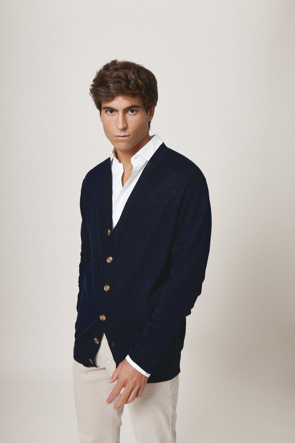The Cardigan Merino Azul Marino