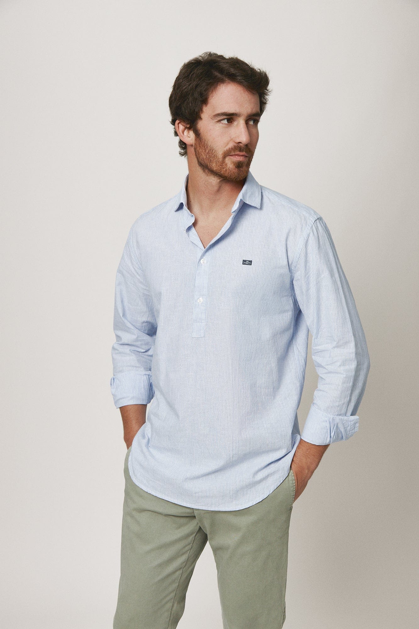 The Cotton Linen Polera Celeste Raya Fina-zoom-1