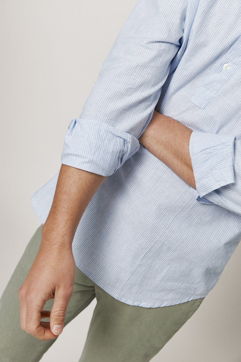 The Cotton Linen Polera Celeste Raya Fina-zoom-