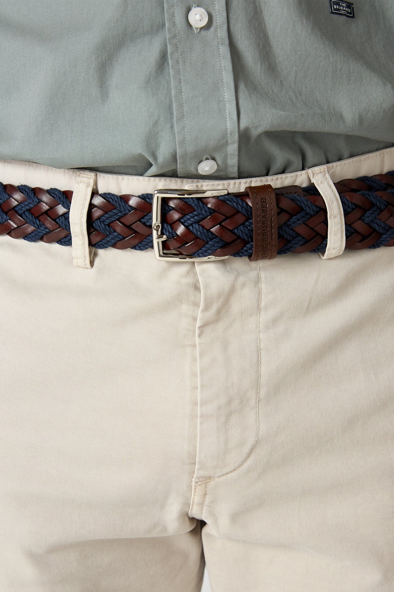 The Belt Trenzado Marron y Marino-1