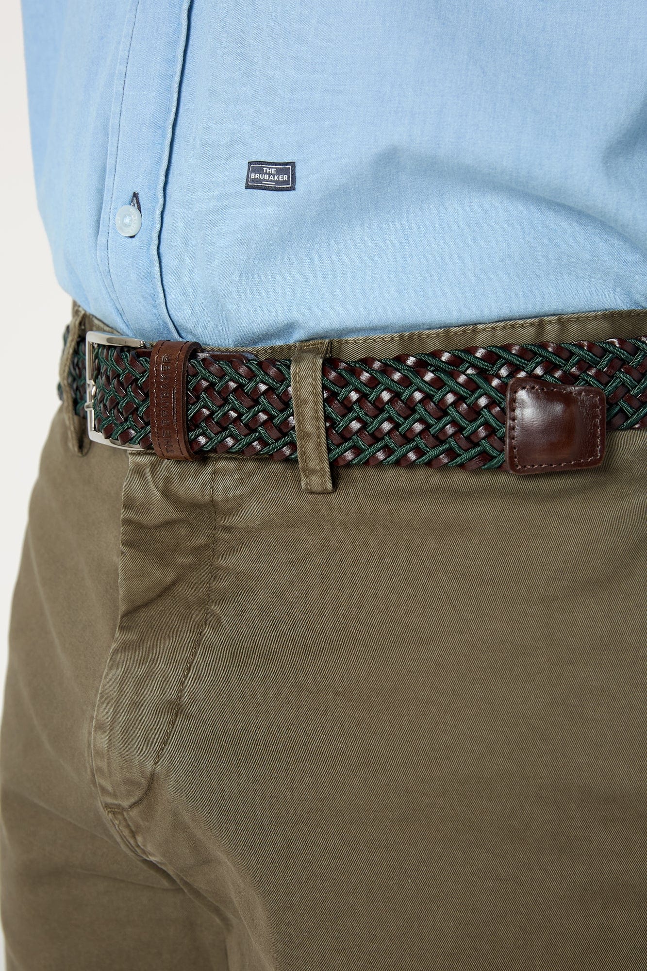 The Belt Trenzado Marron y Verde-2