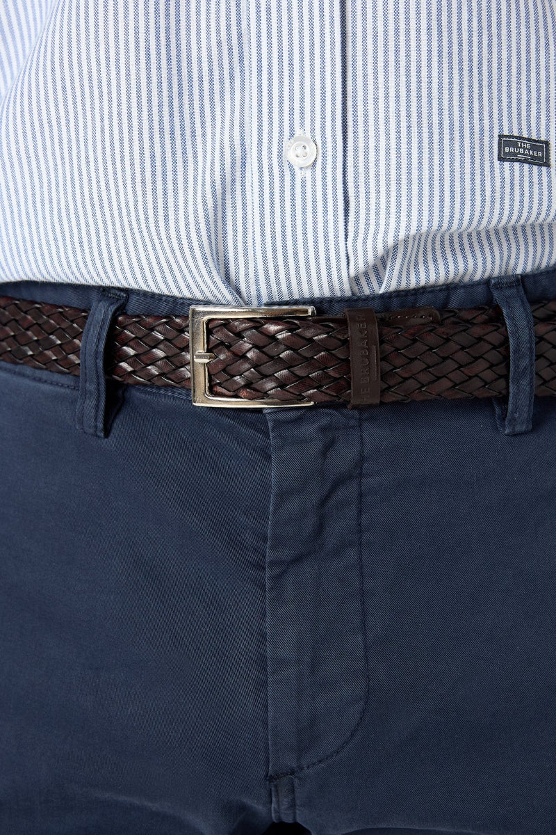 The Belt Trenzado Doble Marron-zoom-