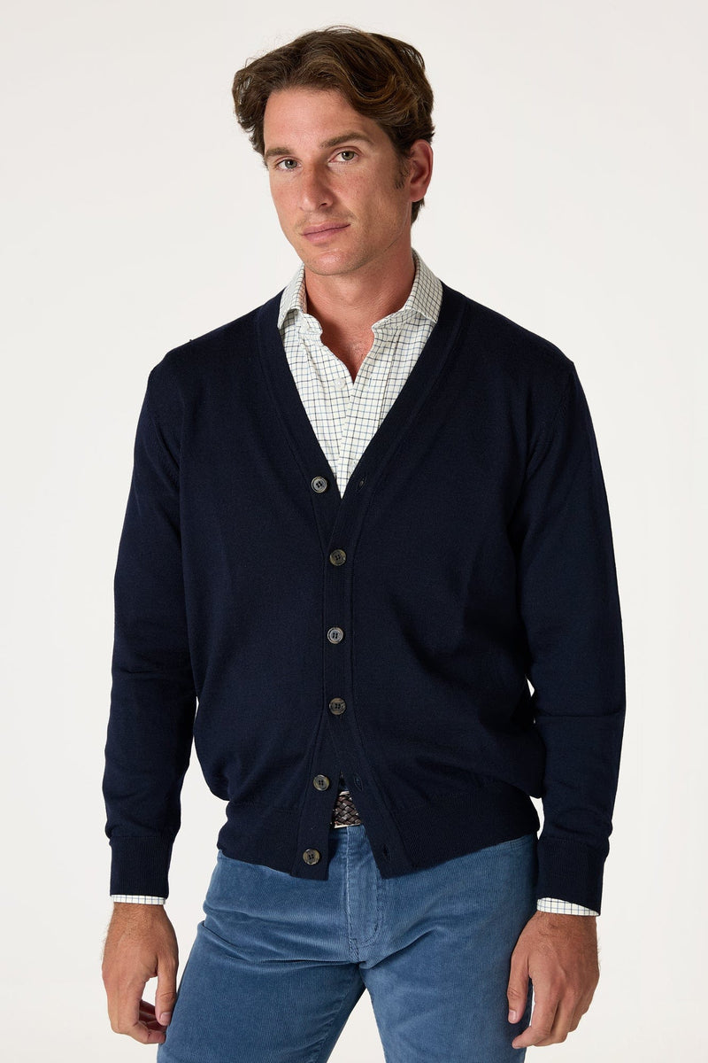 The Cardigan Merino Azul Marino-zoom-