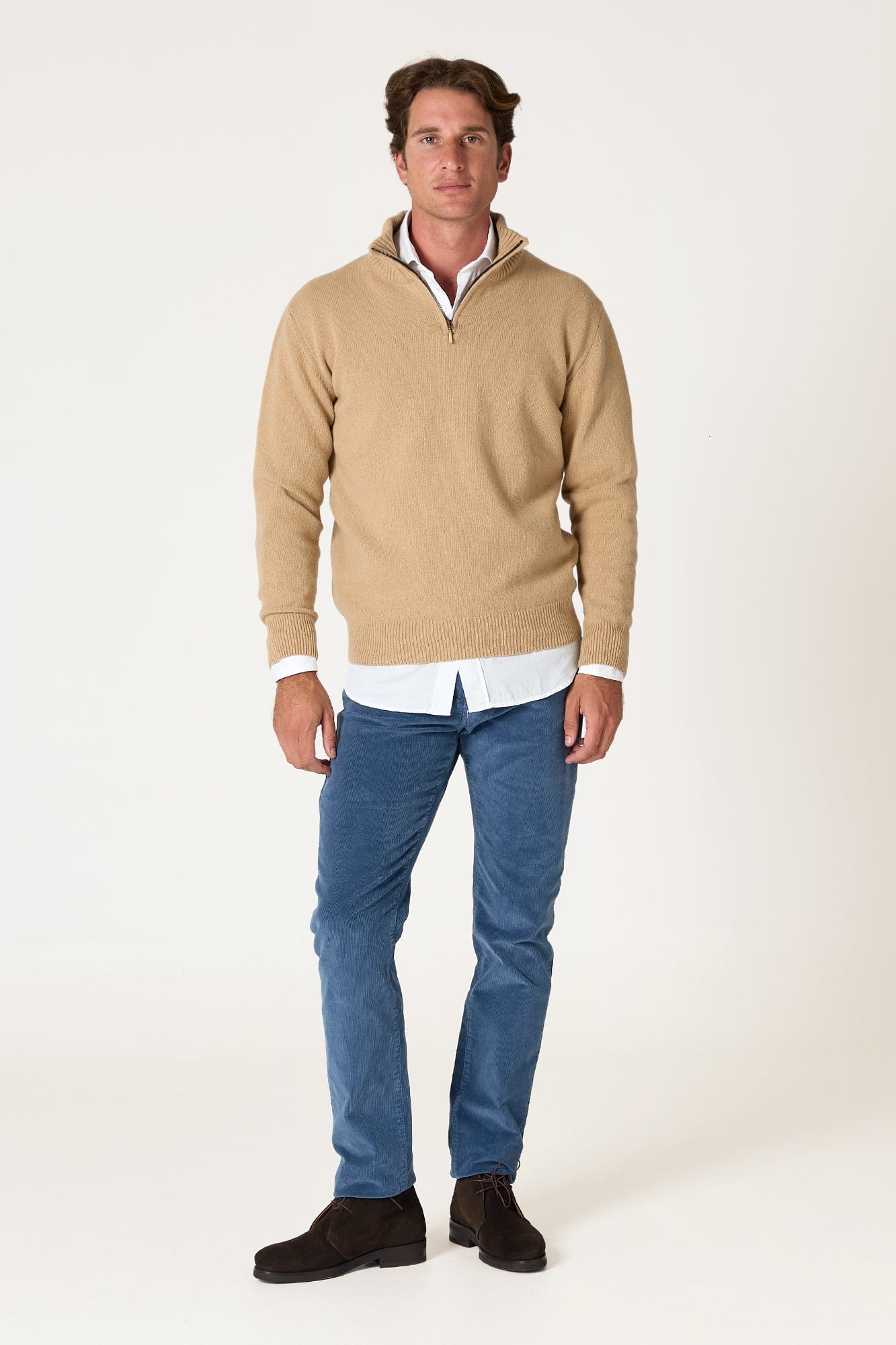 The Lambswool Halfzip Beige Seimeira-1