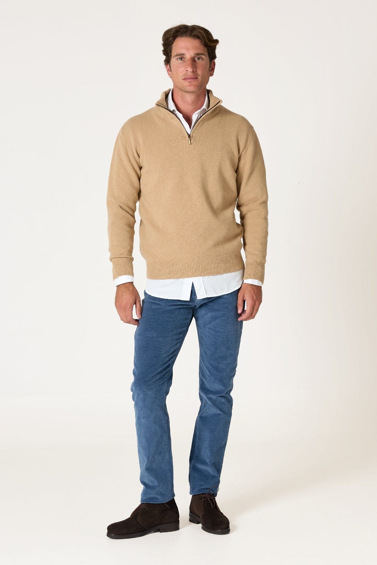 The Lambswool Halfzip Beige Seimeira-zoom-1