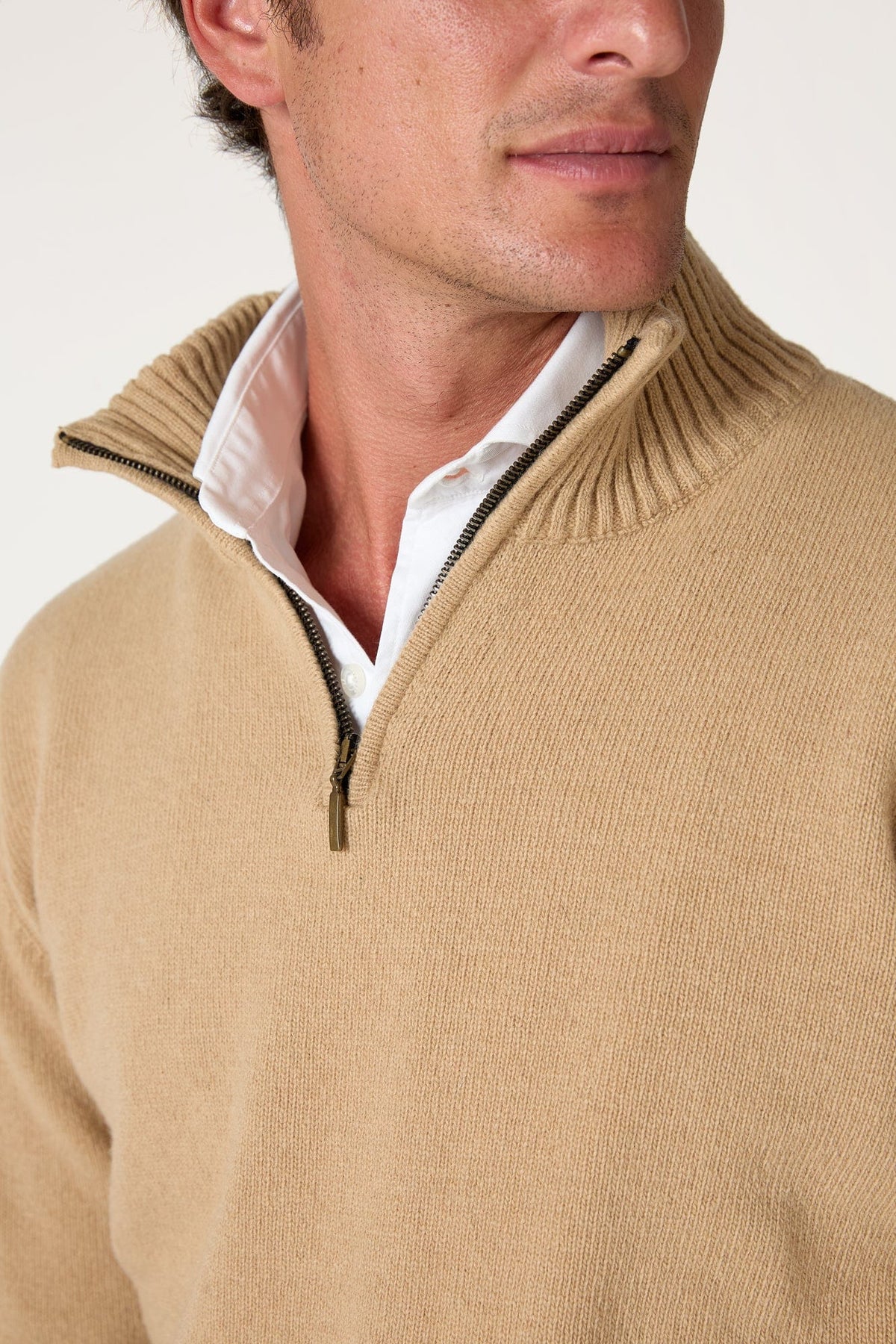 The Lambswool Halfzip Beige Seimeira-2