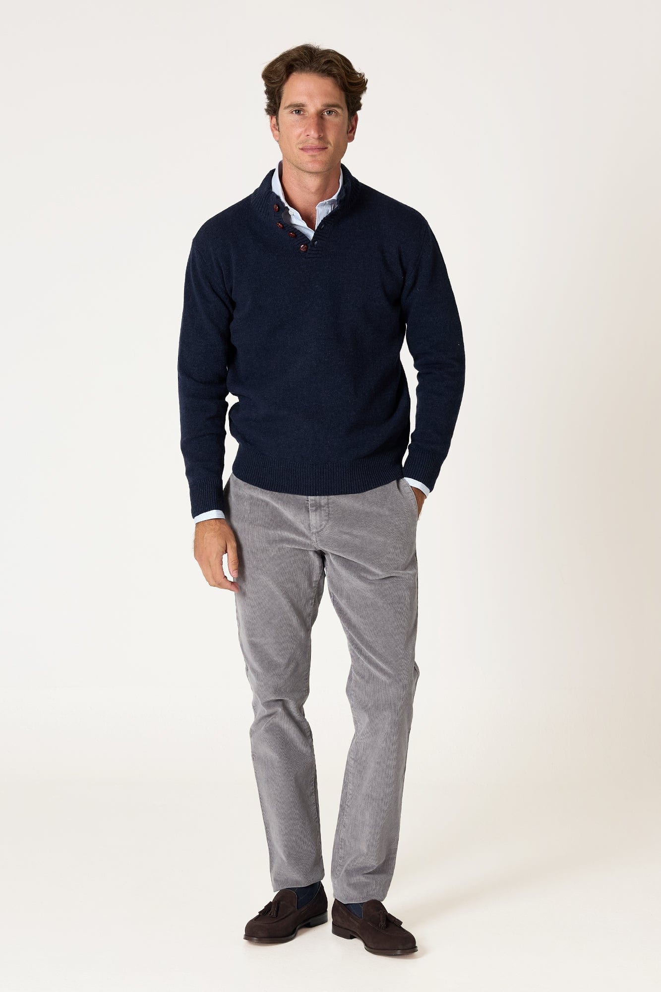 The Lambswool Botones Azul Marino