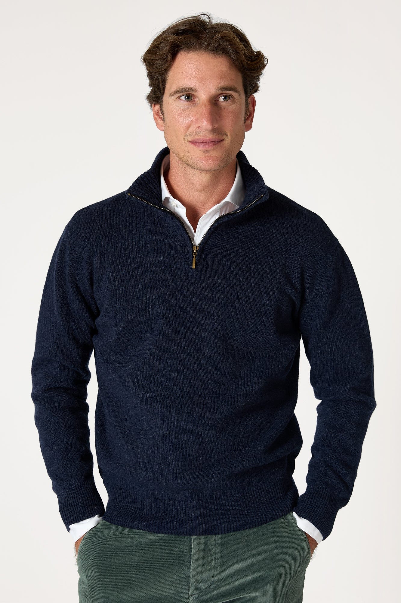 The Lambswool Halfzip Azul Marino
