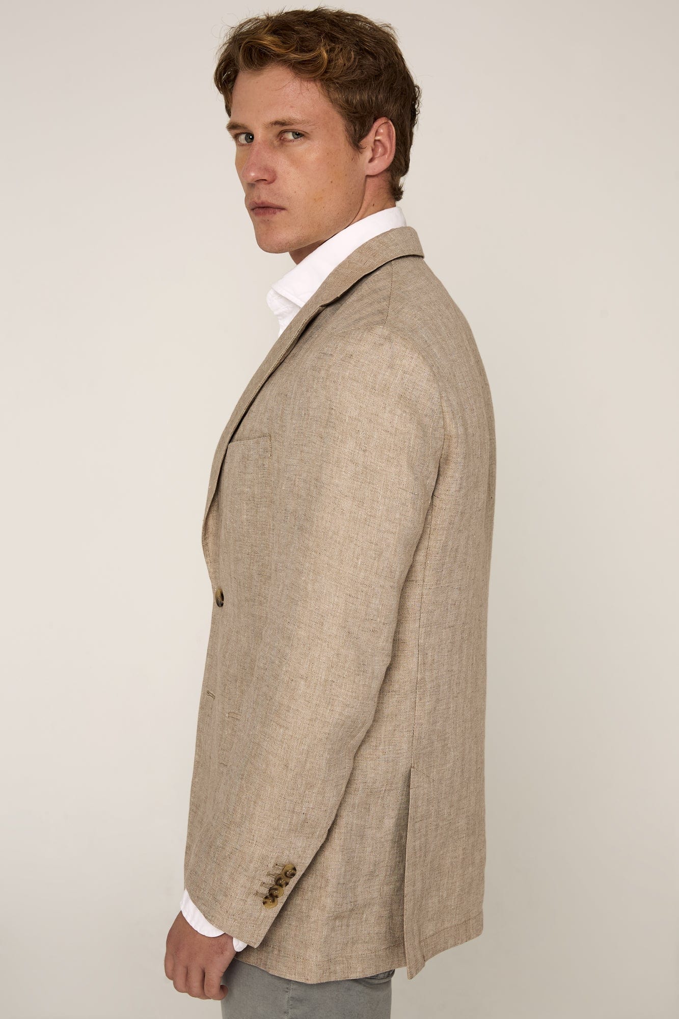 The Blazer Lino Espiga Beige-zoom-3