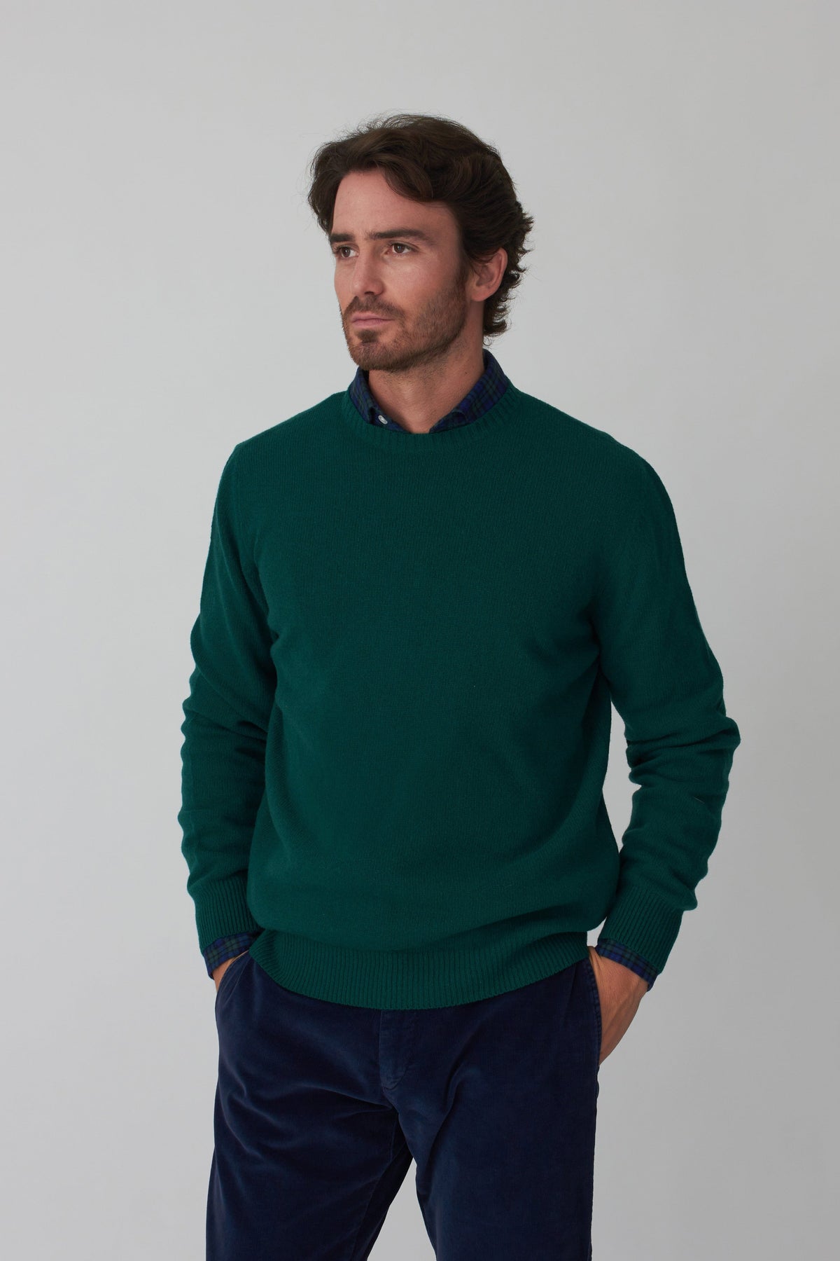 The Lambswool Scoop Verde Pino-zoom-1