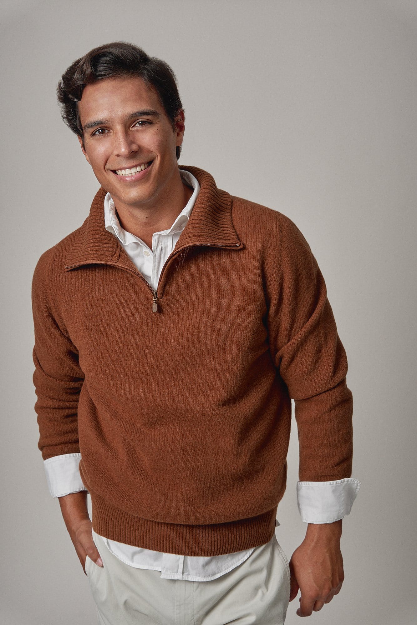The Lambswool Halfzip Marrón Talavera-1