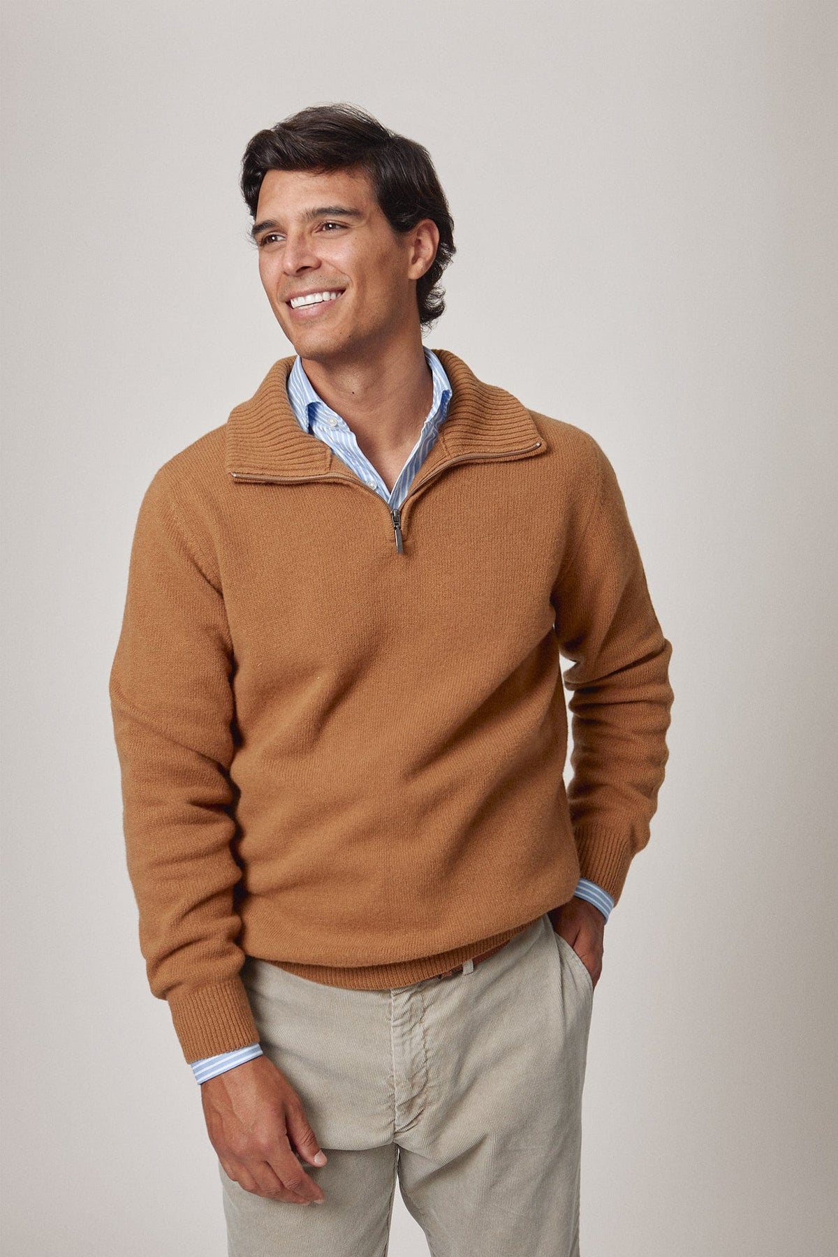 The Lambswool Halfzip Camel Tostado-zoom-1